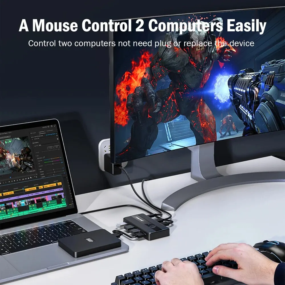 Adaptador de interruptor USB KVM 3,0, conmutador USB, 2 entradas, 4 salidas, conmutador KVM, afilador de impresora para teclado de ordenador