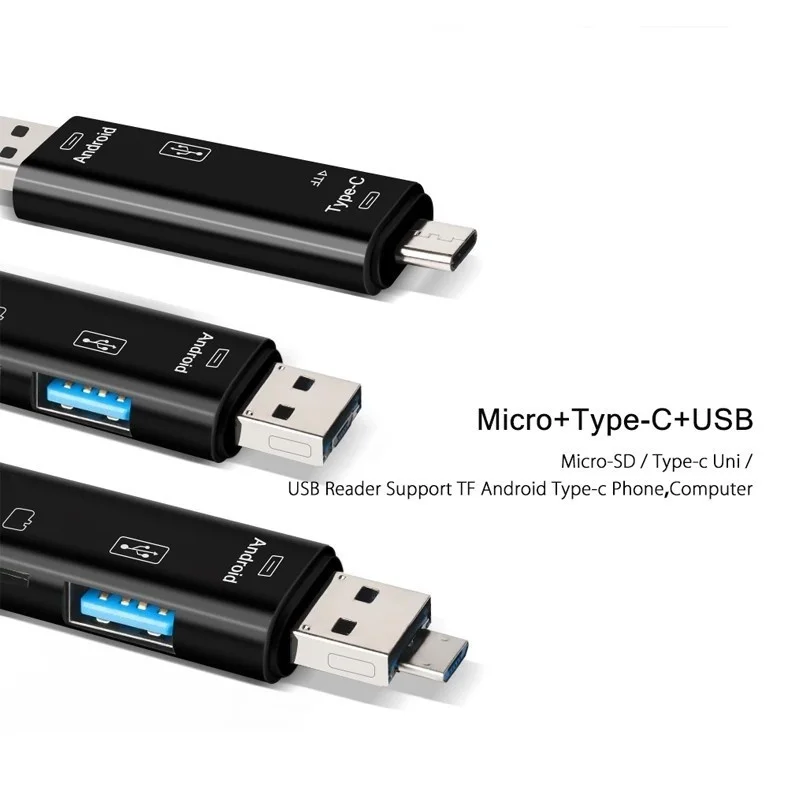 Lector de tarjetas de memoria multifunción 5 en 1 Usb 2,0 tipo C/Usb/Micro Usb/Tf/SD adaptador de lector de tarjetas OTG accesorios para teléfono móvil