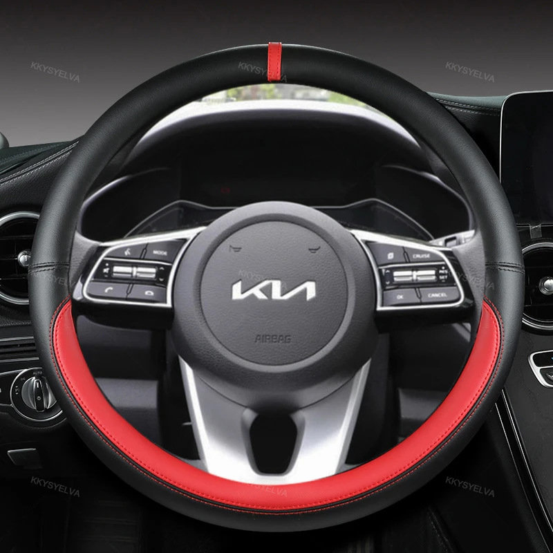 Protector para volante de coche de cuero de 38cm para KIA K5 KX5 K2 K3 GT marca Rio Cerato Sportage Stinger EV6 EV6 GT EV6 GT-line 2021 2022