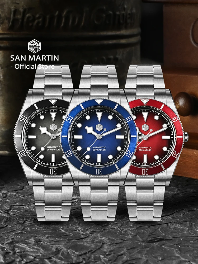 Reloj de Buceo San Martin Nuevo y Mejorado de 37 mm BB54 Vintage para Hombre, ST2130 Automático Mecánico, Zafiro Luminoso, Resistente al Agua 200 m SN0138