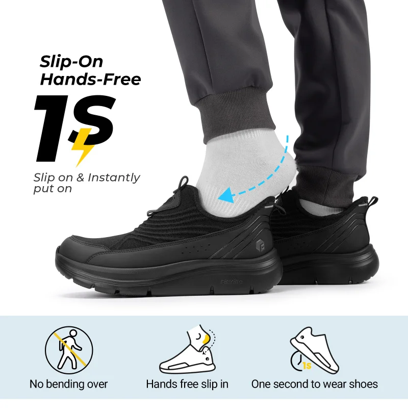 Zapatos FitVille anchos para hombre, sin cordones, transpirables, ligeros, antideslizantes, informales, para estar de pie todo el día, para pies hinchados