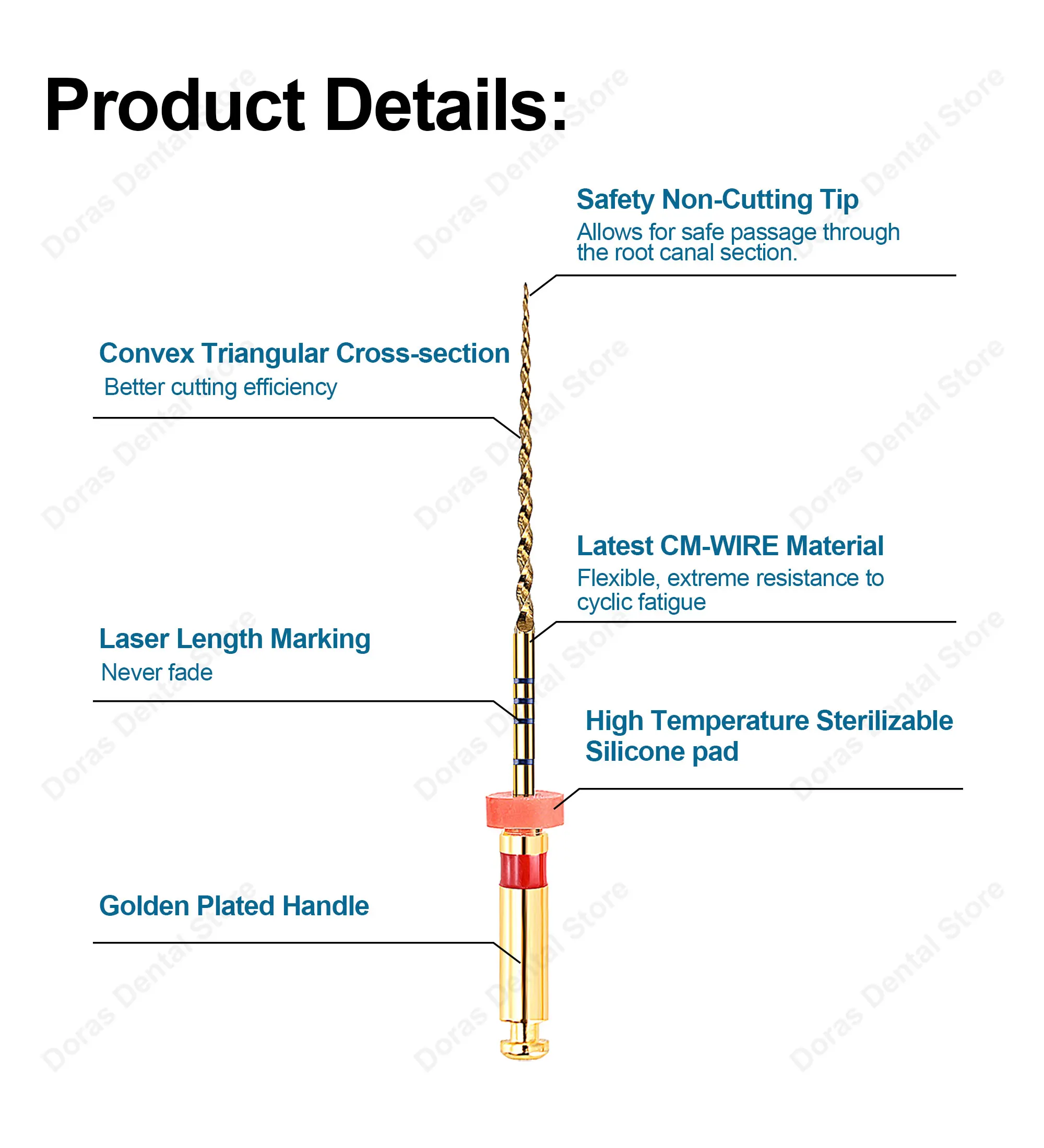 Limas Endo flexibles doradas activadas por calor Dental Glin, tratamiento de raíces de Canal, Lima dorada rotativa, herramientas de dentista, limas endodónticas