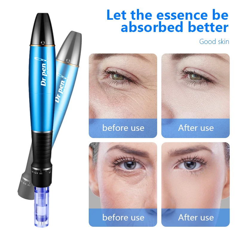 Derma Pen Dr. A1 con Botón de 5 Niveles de Ajuste, Microagujas Eléctricas para el Cuidado de la Piel, Aguja de 0.25mm, Máquina de Microagujas, Herramienta de Belleza