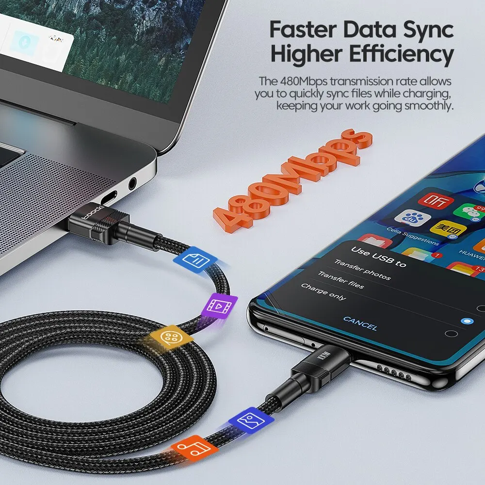 Toocki USB tipo C cable cargador rápido cable USB C para iPhone 15 14 13 12 11 Huawei P40 P30 Realme Oppo Oneplus 1m 2M