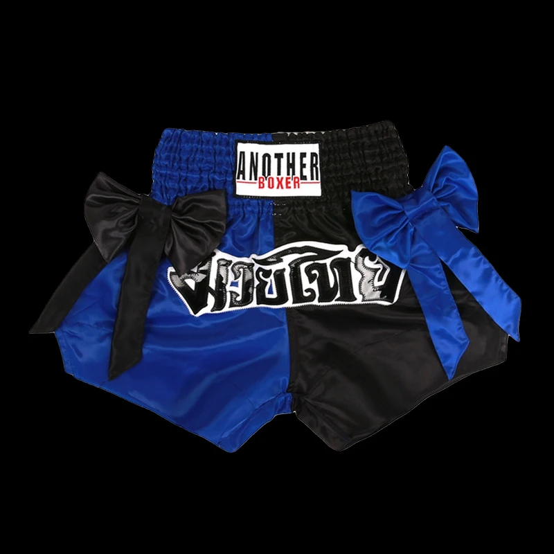 Pantalones cortos Muay Thai con lazo de satén, pantalones cortos de lucha para Kickboxing, pantalones cortos de entrenamiento para jaula de boxeo, ropa de combate para mujeres y niños, ropa de artes marciales MMA