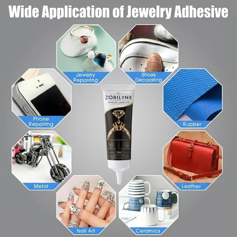 Adhesivo de Joyería de Alto Rendimiento, Líquido de Unión Invisible para Fijar Gemas, Diamantes de Imitación y Anillos Desprendidos, Fórmula de Alta Viscosidad