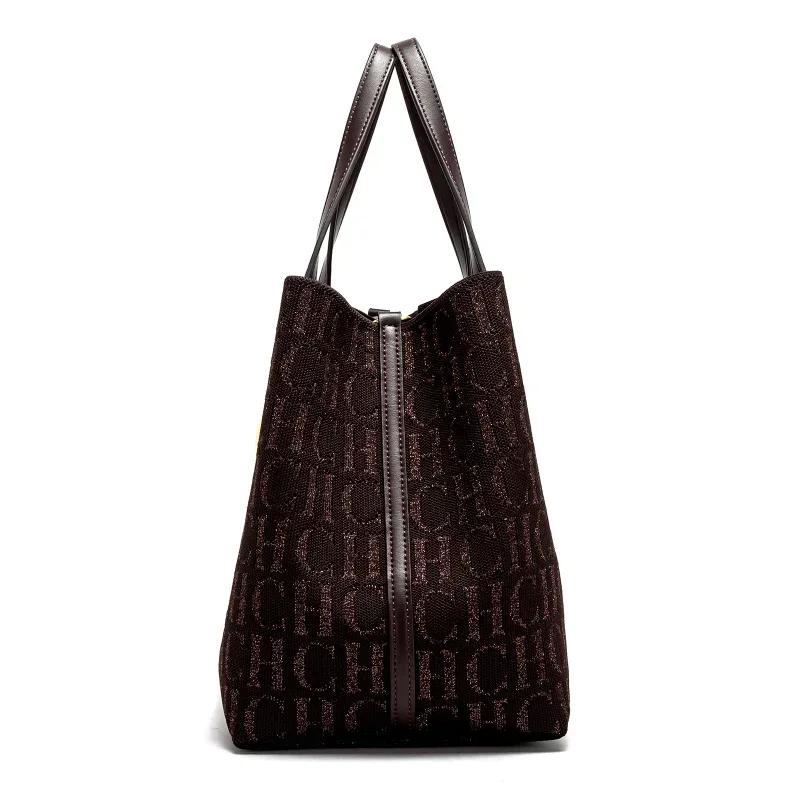 Bolso Tote CH para Mujer, Bolso de Mano de Lujo con Monograma Tejido, Bolso de Hombro Elegante de Gran Capacidad para el Uso Diario