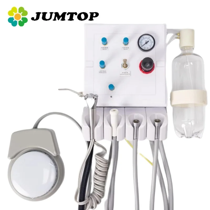 Unidad de turbina Dental JUMTOP con tubo de succión de Saliva, pieza de mano con jeringa de 3 vías, funciona con compresor de aire