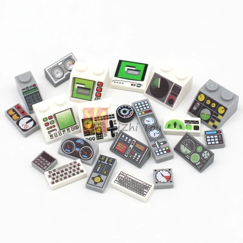 20 piezas medidor de instrumentos de azulejos impreso, teclado de tablero, Panel central de Control, bloques de construcción compatibles con 85984 3039 3070 3069