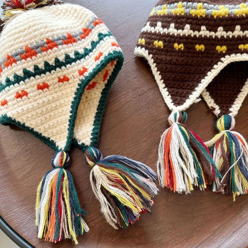 MILANCEL, gorros de punto Retro de invierno para niños, gorro cálido para niñas, gorros coloridos con protección para los oídos, gorros de Lei Feng para niños