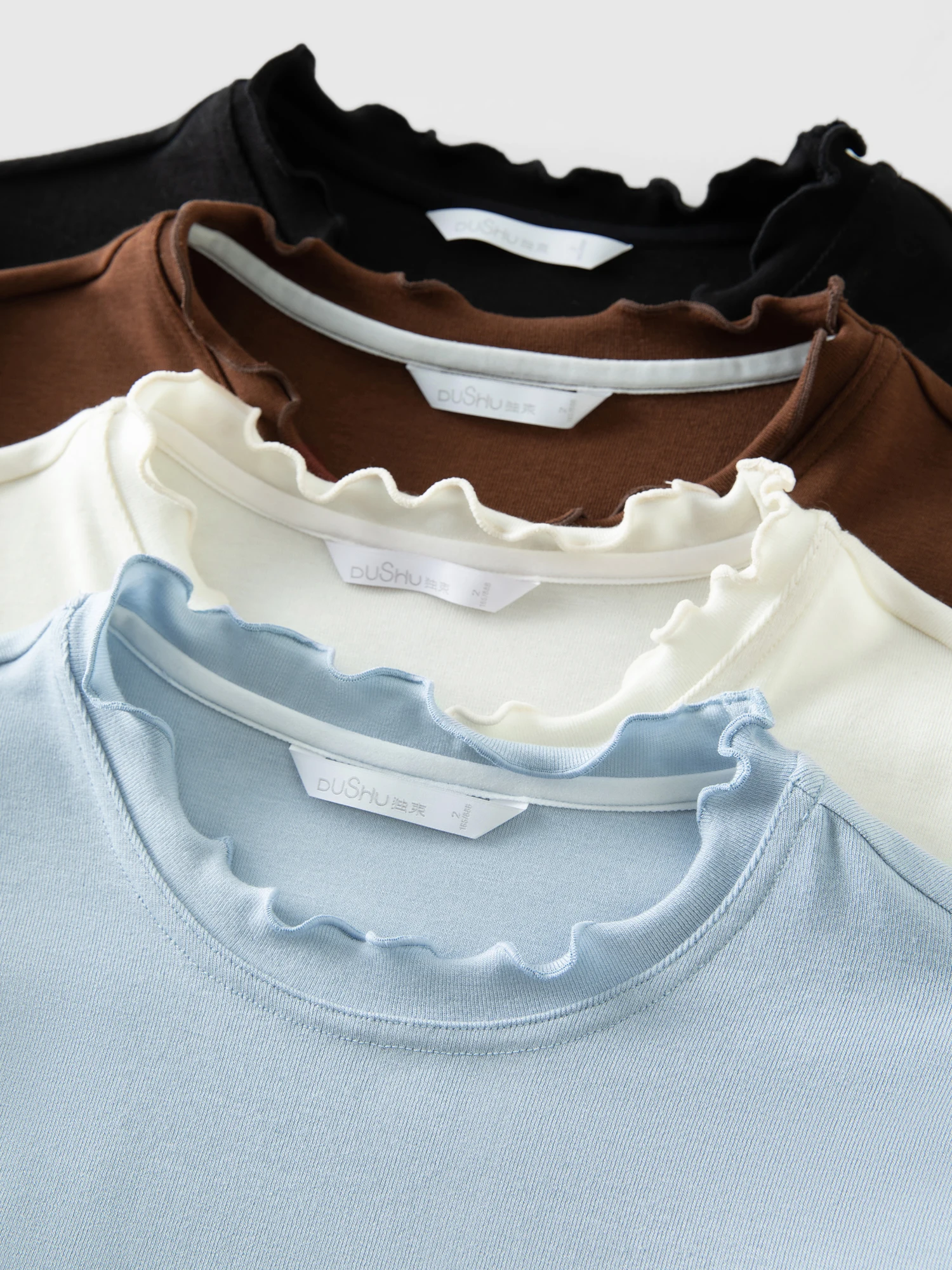 DUSHU-camisetas de lana autocalentables con cuello medio alto, Bralette palangre de punto suave para mujer, jerséis curvos de Color sólido para otoño e invierno