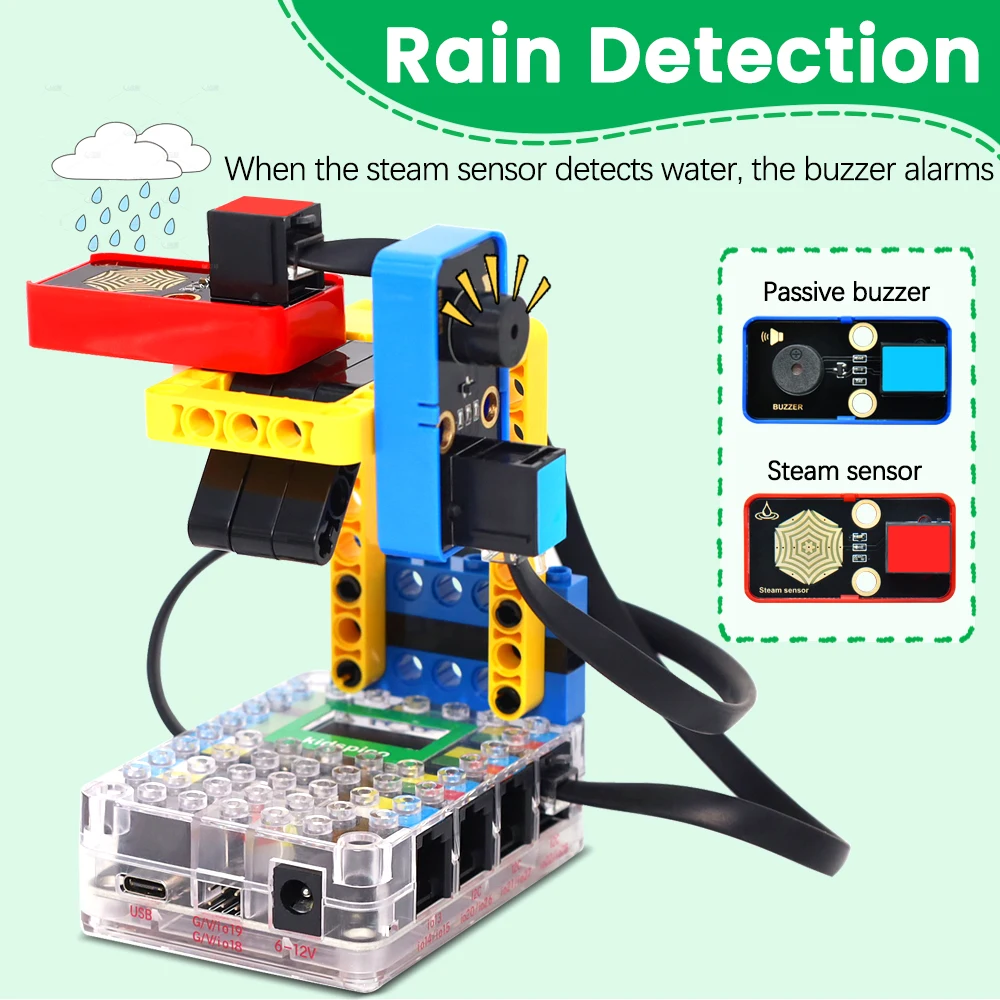 Kit de Estación Meteorológica Mini Kidsbits, Bloques de Construcción Electrónicos STEM Compatibles con Bloques Lego para Arduino UNO, Pico y ESP32 IDE