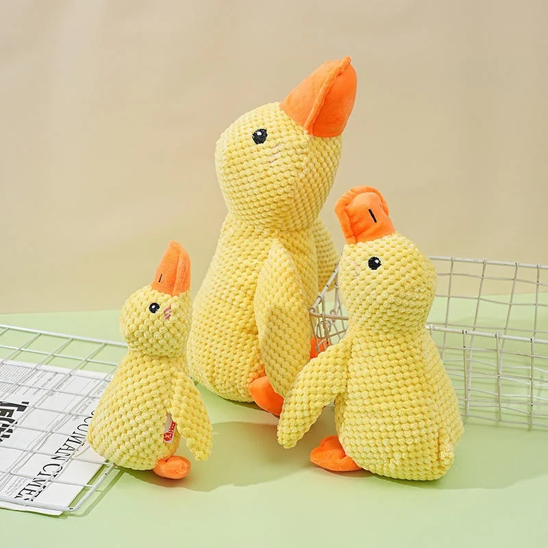 Juguete de Peluche para Perros en Forma de Pato, Resistente a Mordidas, Juguete Chirriante para Cachorros en Fase de Dentición, Pato de Peluche Suave para Dormir, Alivia el Estrés, Juguete Masticable para Mascotas