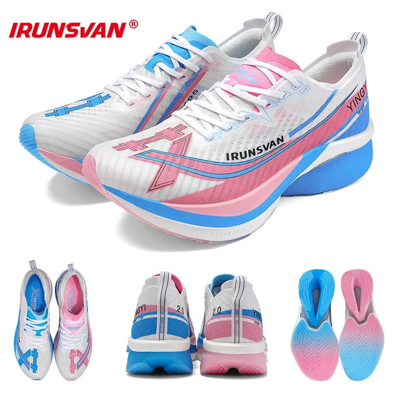 IRUNSVAN Zapatillas de Running para Hombre con Placa de Carbono en Toda la Palma, para Maratón y Carretera, con Rebote Rápido y Gran Potencia