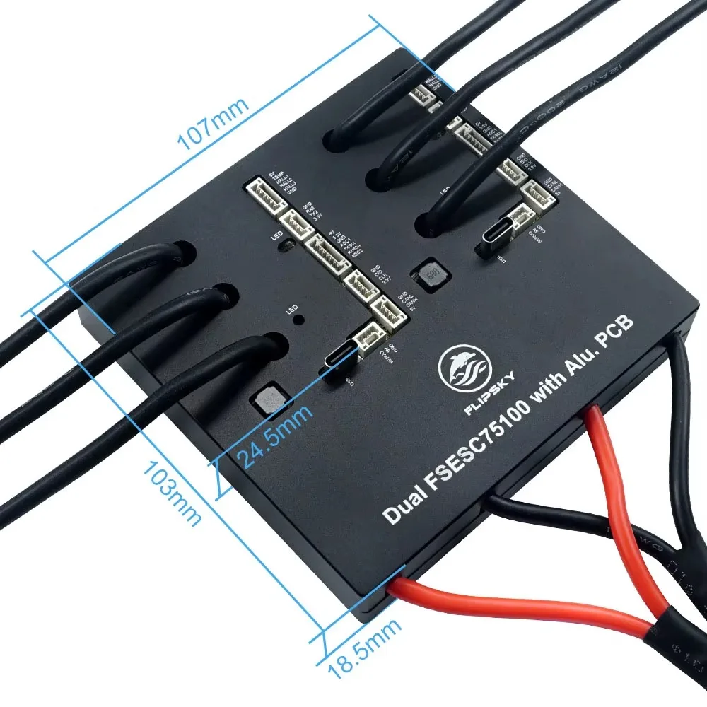 BoMsFlipsky Dual 75100 con PCB de aluminio basado en VESC para controlador de velocidad de patineta eléctrica/scooter/bicicleta eléctrica