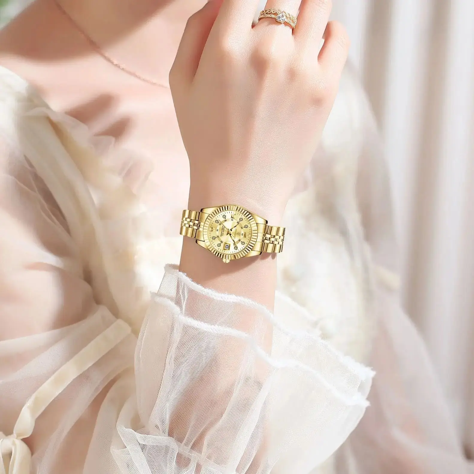 Reloj de pulsera POEDAGAR a la moda para mujer, resistente al agua, con fecha luminosa, relojes elegantes para mujer, Reloj de cuarzo de acero inoxidable para mujer