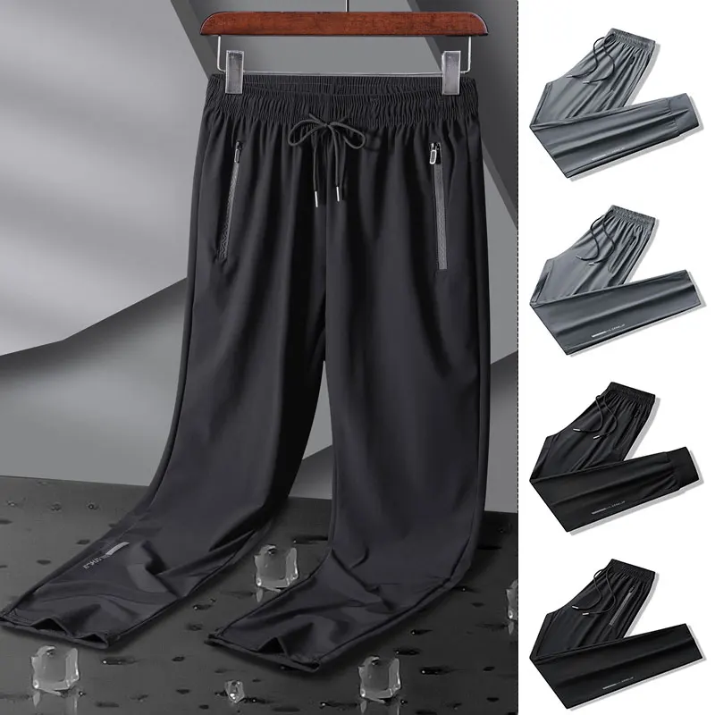 Pantalones para correr reflectantes de secado rápido, pantalones para correr de verano para hombre, gimnasio, finos, frescos, para pesca, deportes de senderismo, pantalones largos transpirables