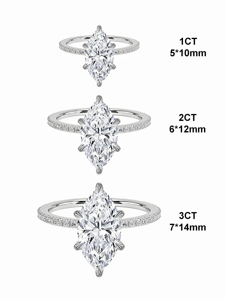 Anillo de circonita marquesa de 1-3 quilates para mujer, de Plata de Ley 925, clásico, a la moda, para compromiso, boda, joyería fina de alta calidad