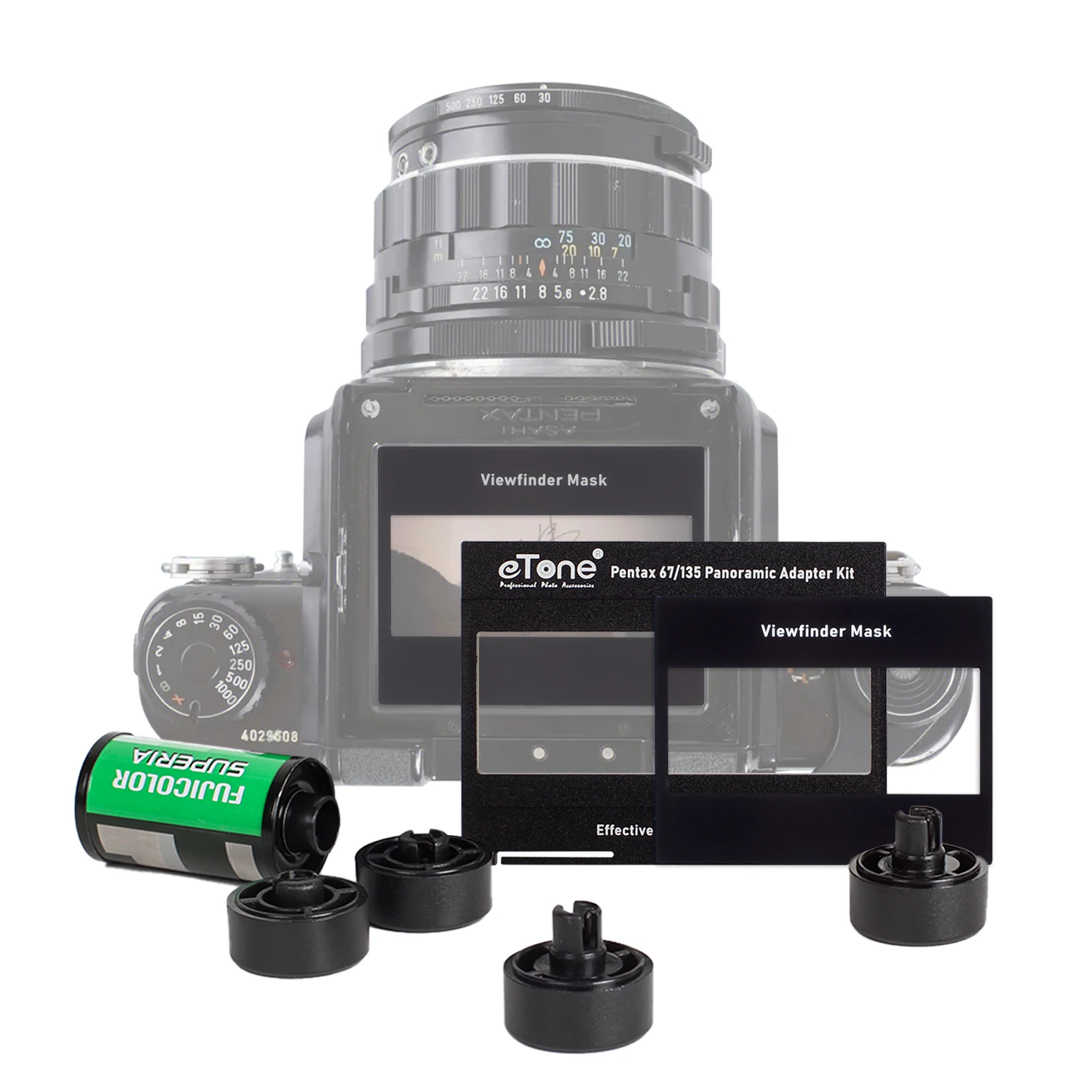 eTone Kit de adaptador para cámara Pentax 67, 6x7, 67II, 120, película a 135, adaptador de foto panorámica