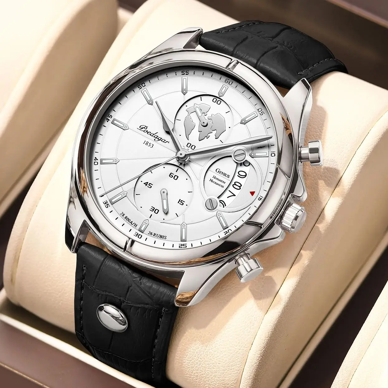 Reloj de pulsera POEDAGAR de lujo para hombre, cronógrafo con fecha, Reloj de cuero resistente al agua para hombre, relojes de cuarzo informales para hombre, Reloj deportivo para hombre