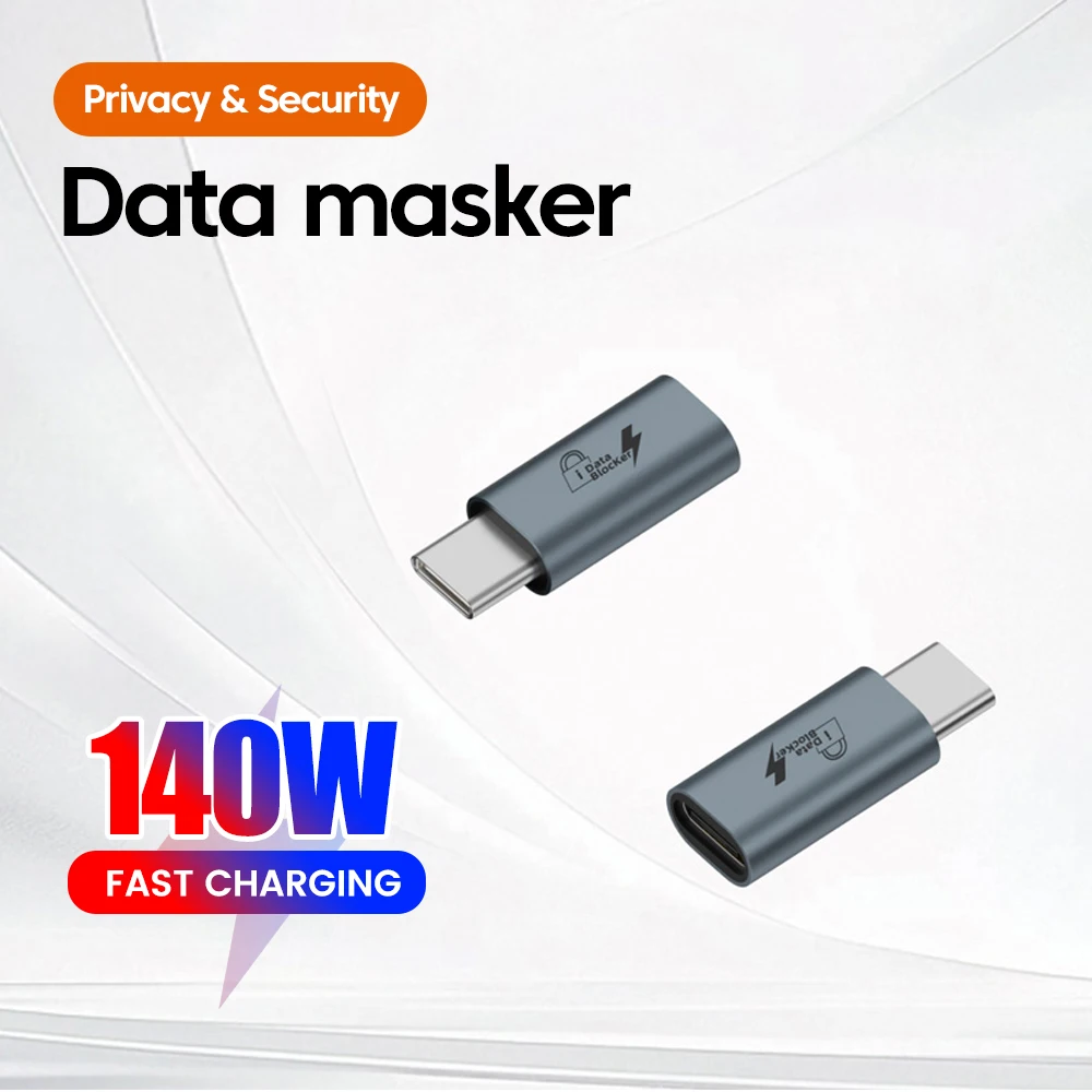    Adaptador de Seguridad con Protección de Datos USB A/C Macho a USB A/C Hembra, Convertidor Anti-Fugas de Privacidad para Carga de Teléfonos Móviles y Portátiles