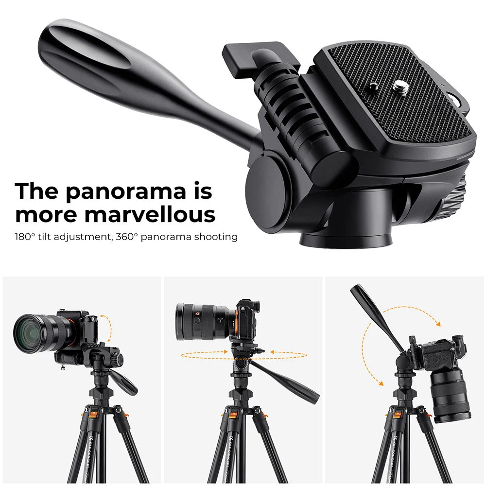 Trípode de Video K&F CONCEPT de 64 Pulgadas/162 cm, Trípodes Ligeros de Aluminio para Fotografía, Transmisión en Vivo, Soporte para Teléfono con Cámara DSLR
