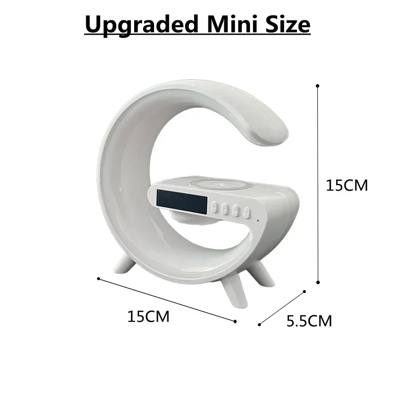 Soporte de cargador inalámbrico multifunción, altavoz despertador con luz RGB para iPhone, Samsung, Xiaomi, Mini estación de carga rápida