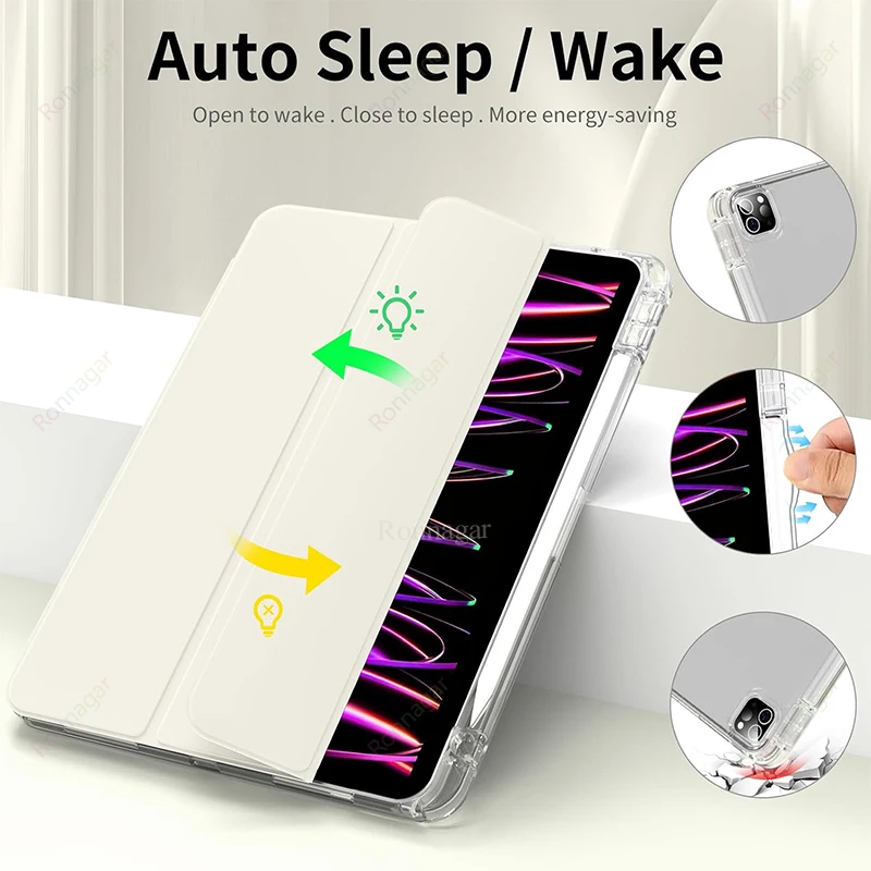 Funda con Soporte para Lápiz para iPad A16 A19 12.ª 11.ª Generación 2026 Air11 13 Air8 M4 M3 M2 Pro11 12.9 13 M4 M5 Air4 5 10 9 8 7 9.7 10.2 10.5