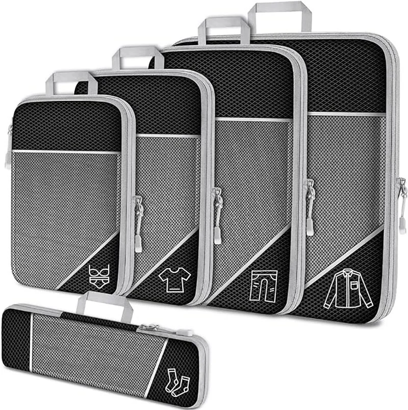 Juego de cubos de embalaje de compresión, bolsa de viaje de malla expandible, organizadores de equipaje, bolsa para viaje, almacenamiento en el hogar, accesorios de equipo de viaje