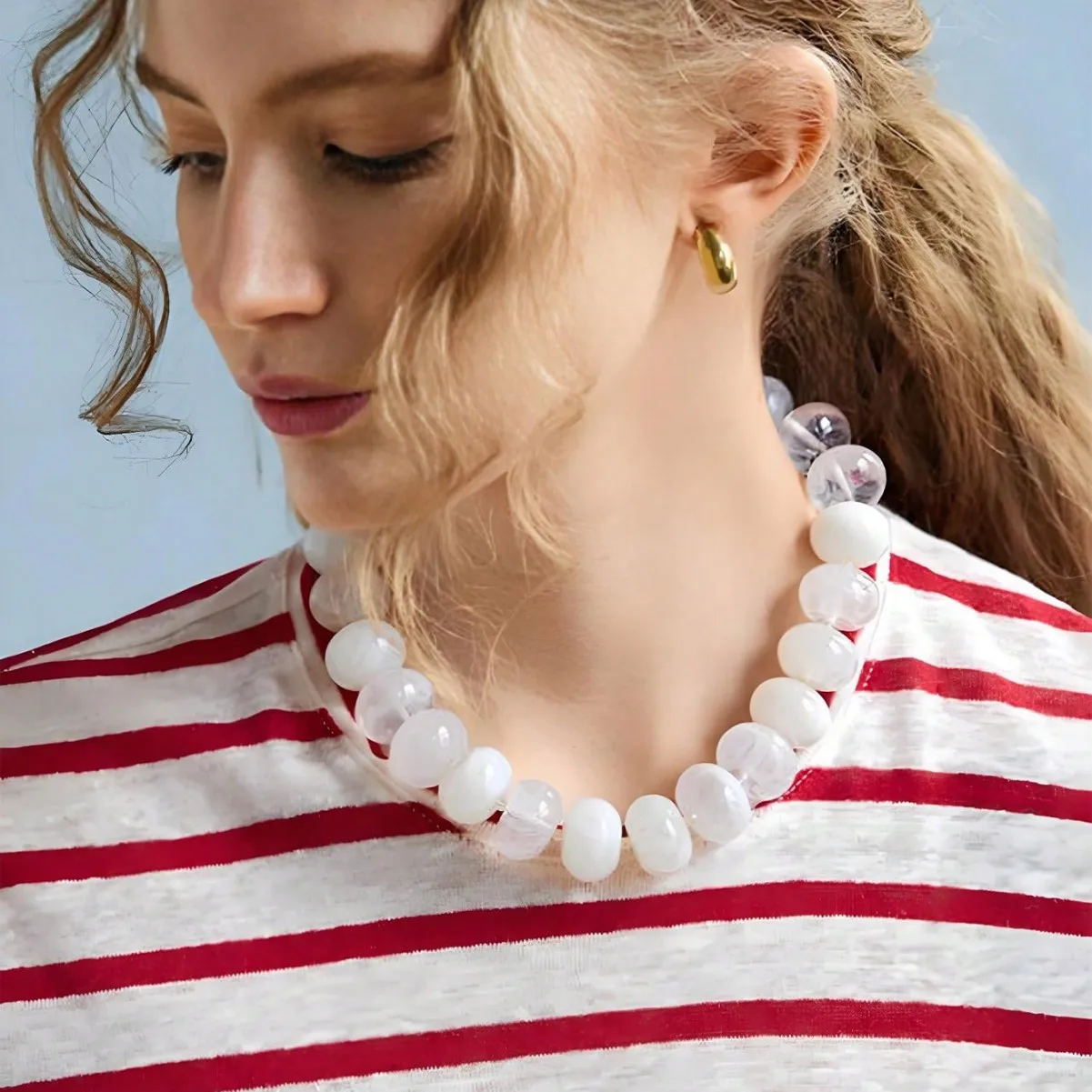 Collar de Moda Bohemia Casual con Cuentas de Resina Dopamina, Gargantilla con Dijes, Joyería Gruesa de Verano de Tendencia para Mujer, Uso Diario y Vacaciones