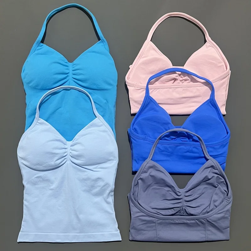 Camiseta Deportiva de Yoga para Mujer, Color Sólido, Sin Mangas, Secado Rápido, Transpirable, Elástica, Ajustada, para Gimnasio, Entrenamiento, Running, Fitness, Suave al Tacto