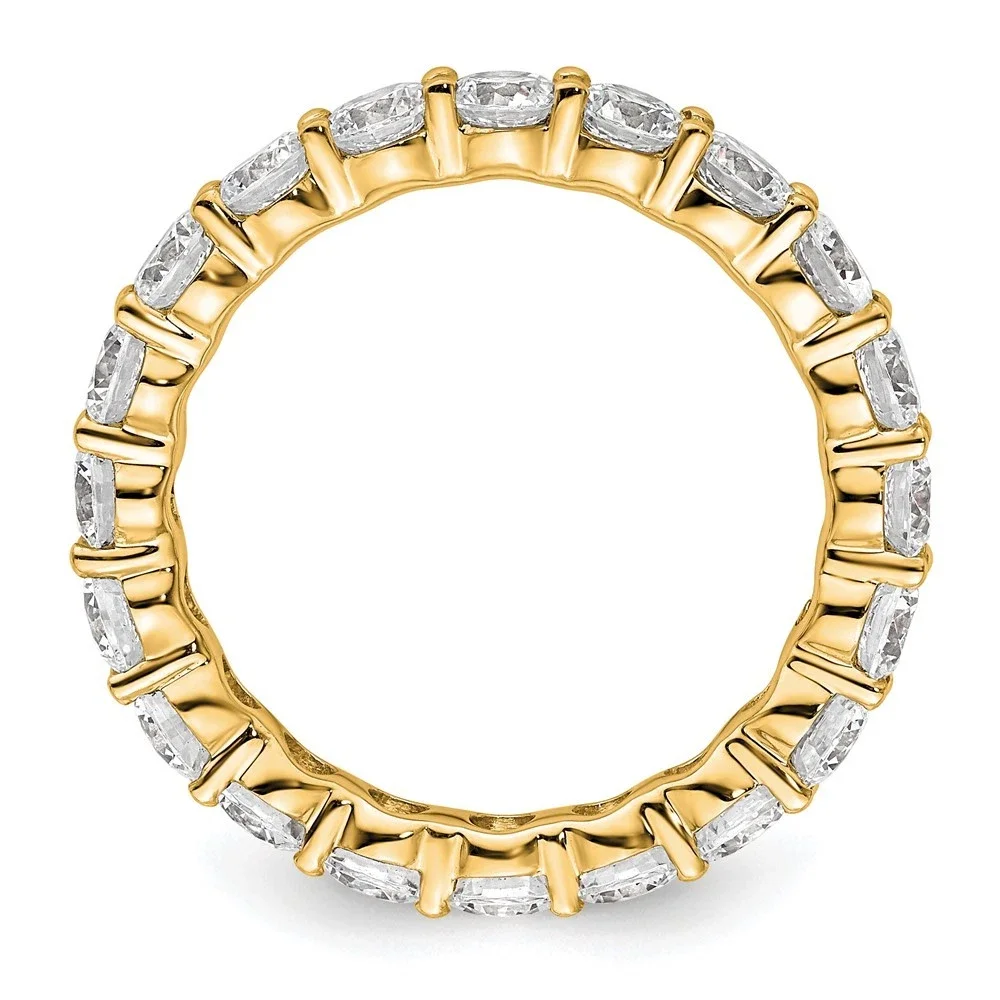 Anillo OXTAO de moissanita completa de 4 mm D VVS1 para mujer, anillos de eternidad brillantes para boda, regalos de joyería de aniversario, relleno de oro de 14 quilates