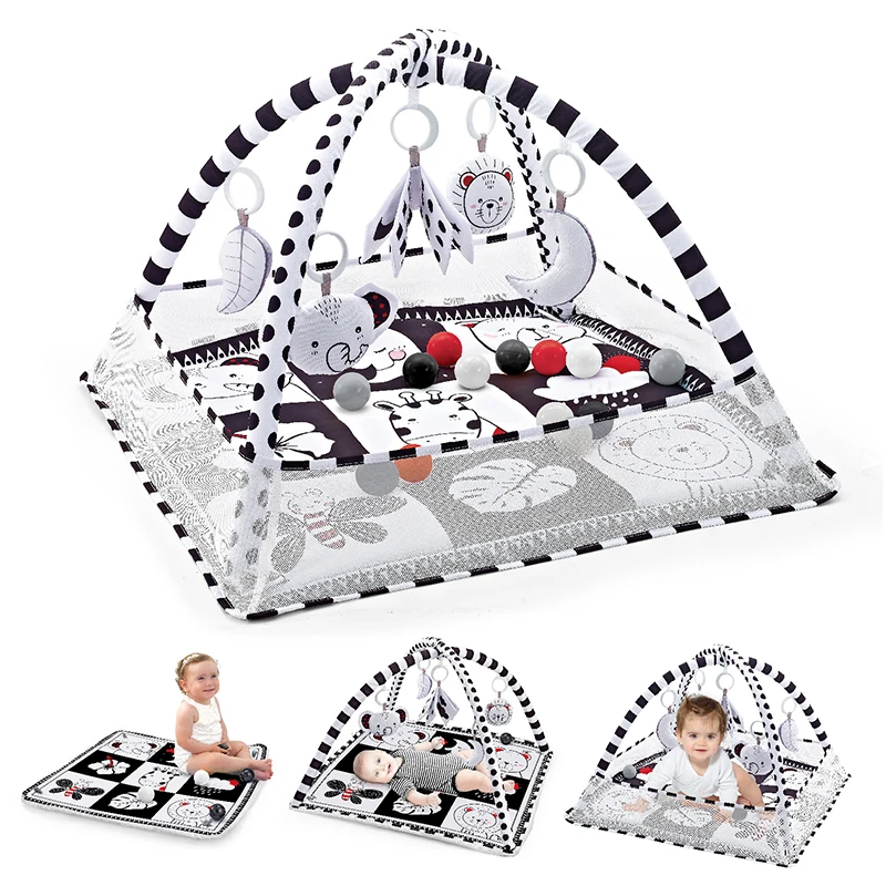 Alfombra de juego para gimnasio para bebé, tapete de juego para niños, estante para actividades de bebé recién nacido, estera de gimnasio de 0 a 36 meses, manta de juego para gatear, juguetes