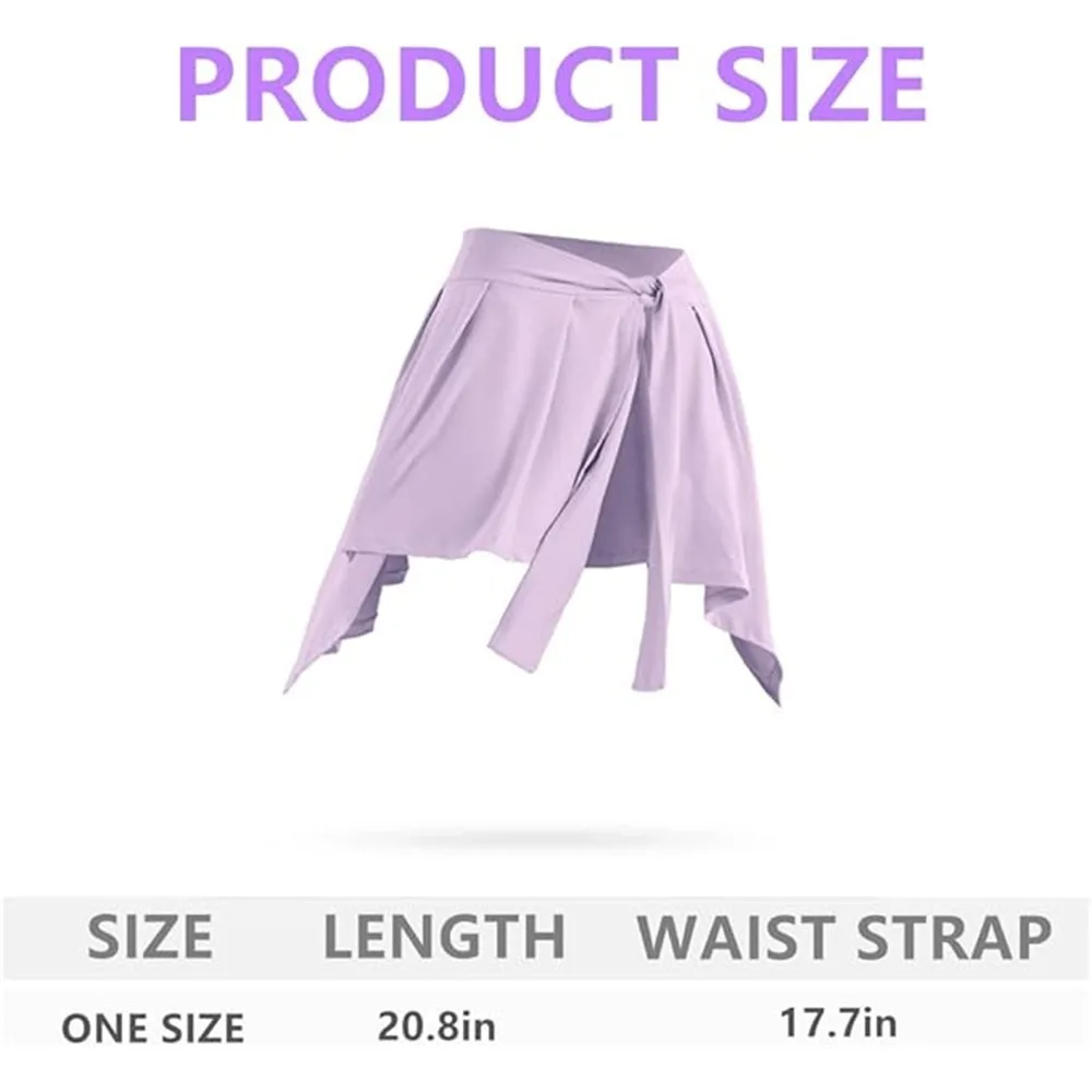 Falda de tenis para Yoga de Color sólido para mujer, entrenamiento atlético, faldas envolventes con lazo para correr, bufanda asimétrica que cubre la cadera