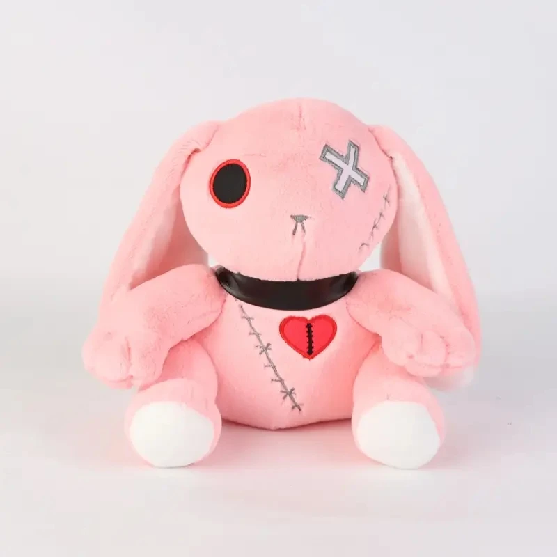 Conejo gótico espeluznante de peluche, conejo loco en contraste blanco y negro, conejito gótico espeluznante, Animal relleno bonito, regalo de cumpleaños de Halloween