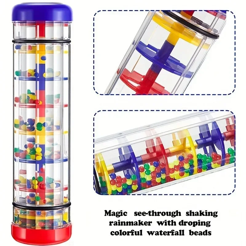Juguete Musical Rainmaker, palo de lluvia, campana, juguete para sacudir la mano, juguete sensorial Montessori, instrumento educativo para bebé, 1 ud.