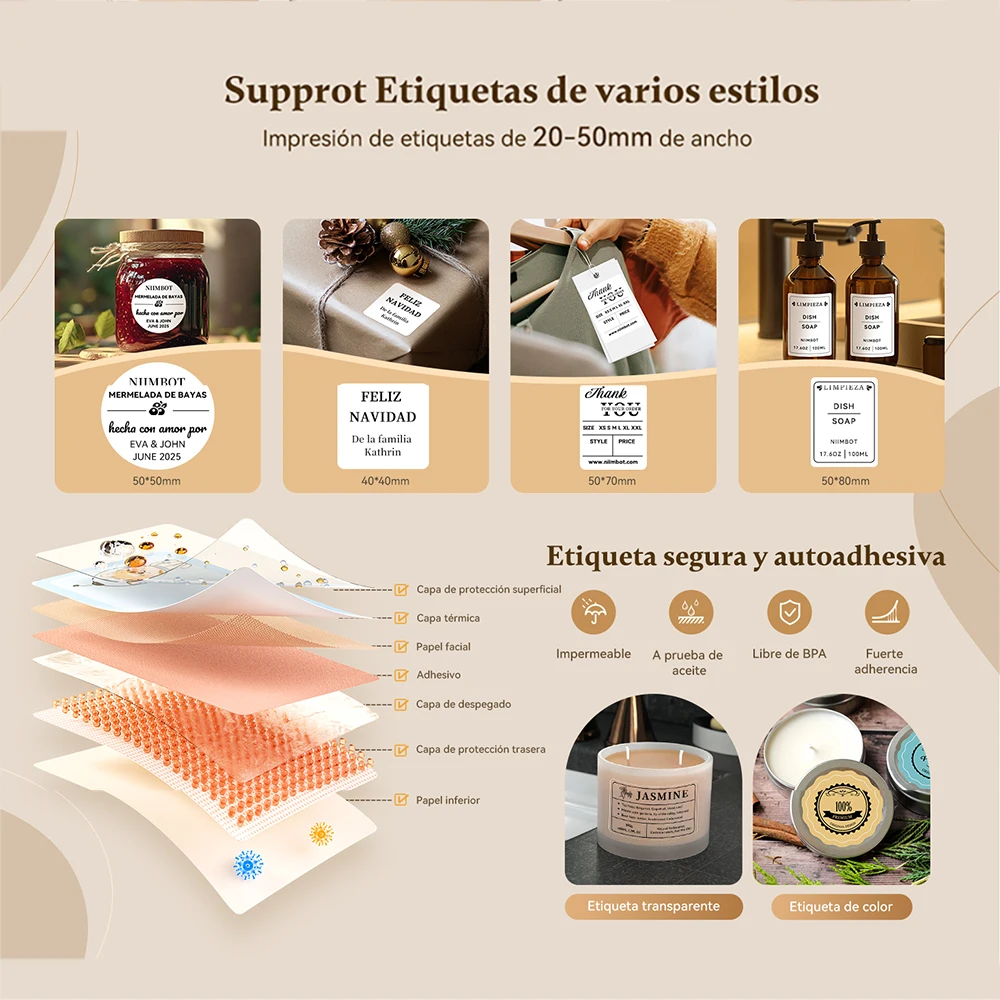 NiiMbot B21 Mini impresora térmica inalámbrica fabricante de etiquetas de código de barras Bluetooth impresoras de etiquetas adhesivas portátiles para oficina comercial