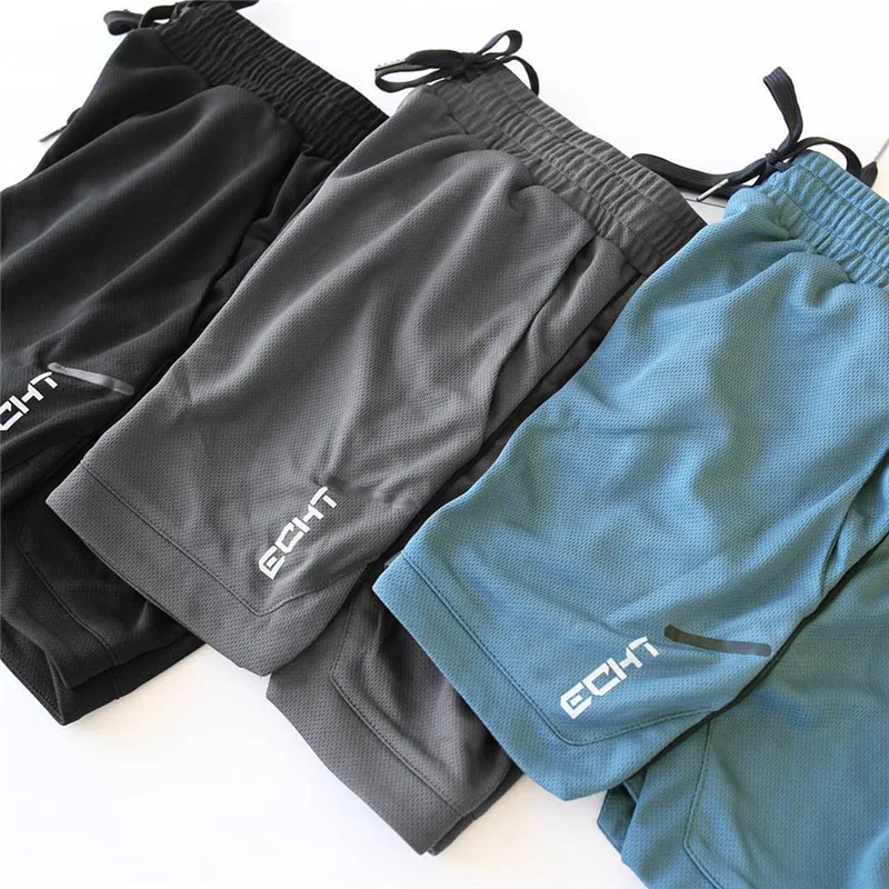 Pantalones Cortos Deportivos de Malla Fina para Verano, Transpirables, para Hombre, de Moda, para Entrenamiento Muscular, Pantalones de Tres Puntos, para Correr, Casuales