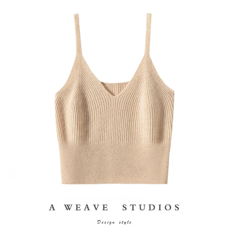 Camiseta sin mangas clásica de cachemira para mujer, 100% transpirable, informal, sexy, versátil, de moda, para todas las estaciones