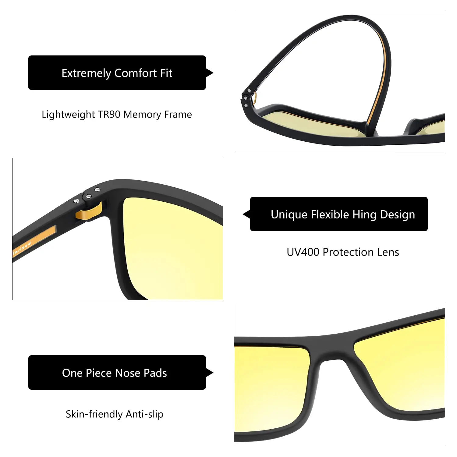 ZENOTTIC gafas de sol polarizadas Retro para hombres montura ligera TR90 protección UV400 gafas de sol cuadradas gafas de visión nocturna
