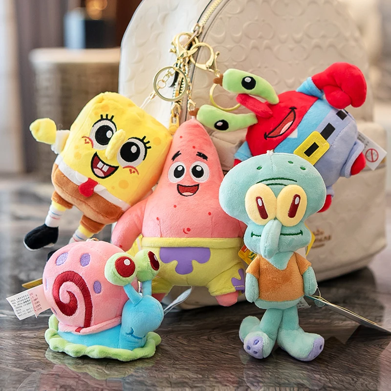 Anime Bob Esponja Squarepants Patrick Star Calamardo Eugene H. Krabs Gary juguete de peluche colgante llavero regalo de cumpleaños para chico