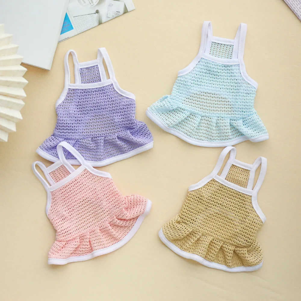Vestido para mascotas Falda de correa fresca transpirable de malla Color sólido Falda simple para perros y gatos