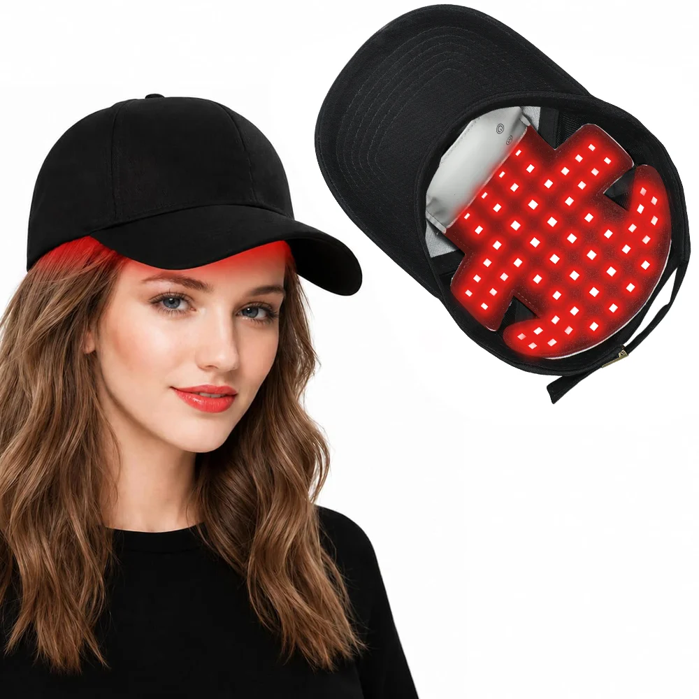 Gorro de luz roja para el cuidado del cuero cabelludo y el crecimiento del cabello, previene la caída del cabello, mejora la circulación sanguínea del cuero cabelludo, gorro de cuidado basado en luz LED para uso doméstico.