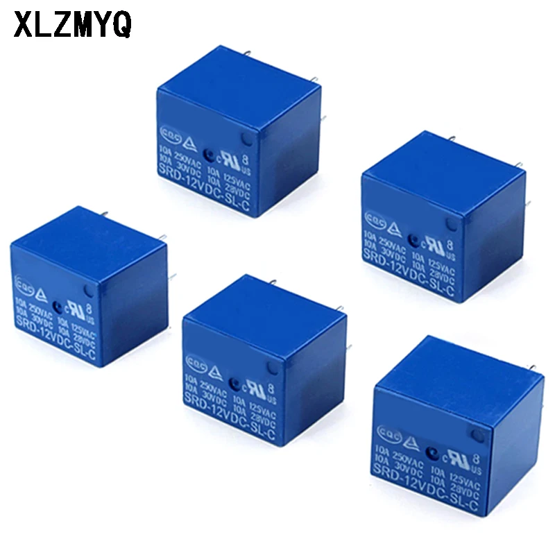 Kit de relé de potencia 100 piezas DC, 5V, 12V, 24V, SRD-05VDC-SL-C, PCB, SRD-12VDC-SL-C, relés, DIY, Kit electrónico