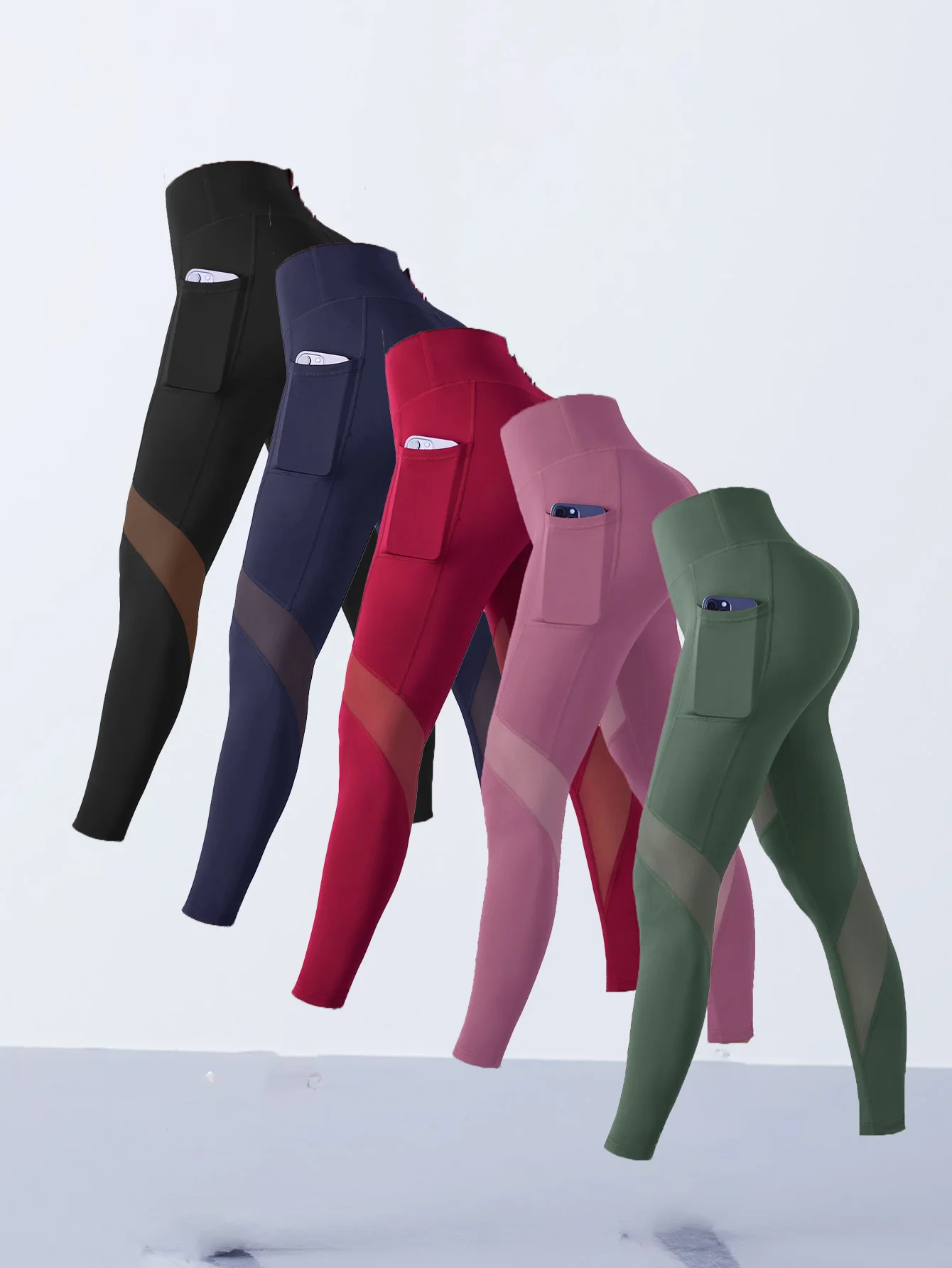 Pantalones de Yoga empalmados de malla para mujer, mallas moldeadoras, cintura alta, Control de barriga, levantamiento de caderas, entrenamiento para correr, pantalones deportivos para mujer