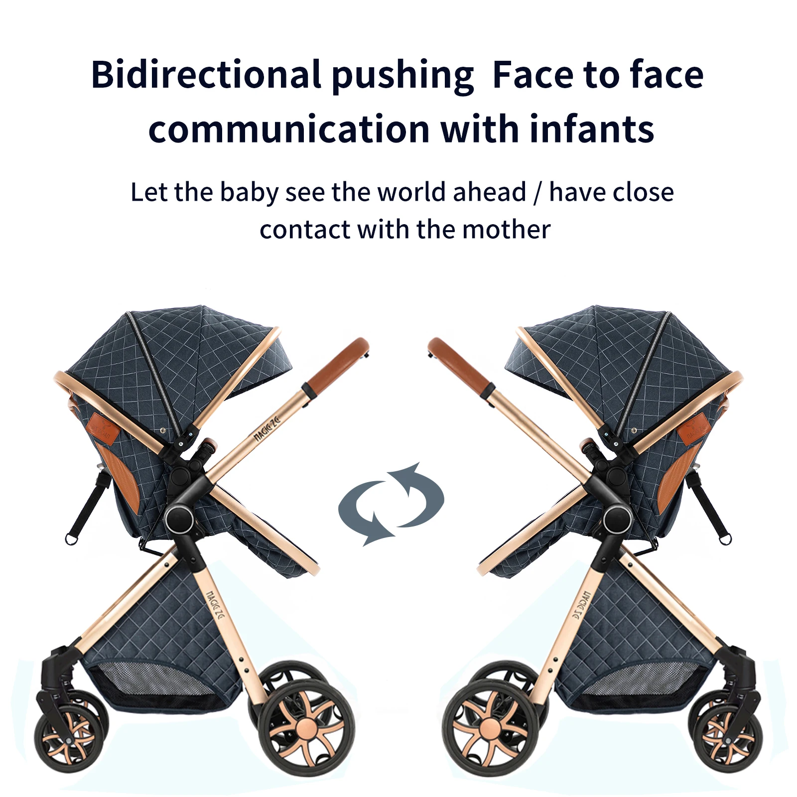 Cochecito de Bebé Portátil 3 en 1 con Cesta de Transporte, Asiento de Seguridad para Coche, Carrito Infantil de Alta Gama, Gran Capacidad de Carga, Plegable, de Lujo, Bidireccional, con Cama Cómoda para Dormir