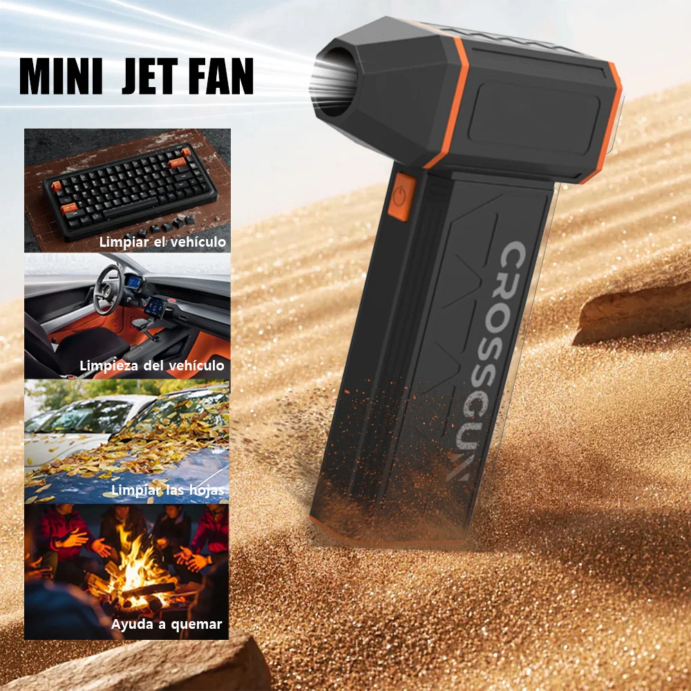 CROSSGUN-ventilador Turbo inalámbrico recargable, potente flujo de aire, diseño compacto para viajes en coche, limpieza al aire libre, Larga modo de reposo