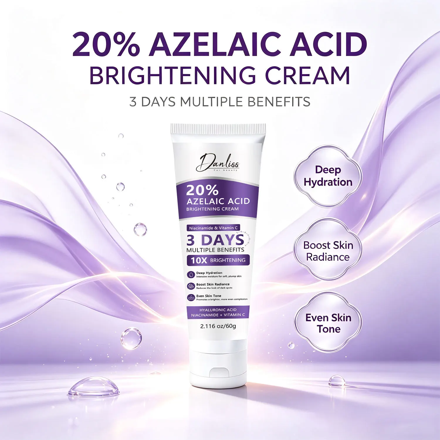 Crema Iluminadora con 20% de Ácido Azelaico – Fórmula Intensiva 10X para Hidratación Profunda, Mayor Luminosidad y Tono de Piel Uniforme.