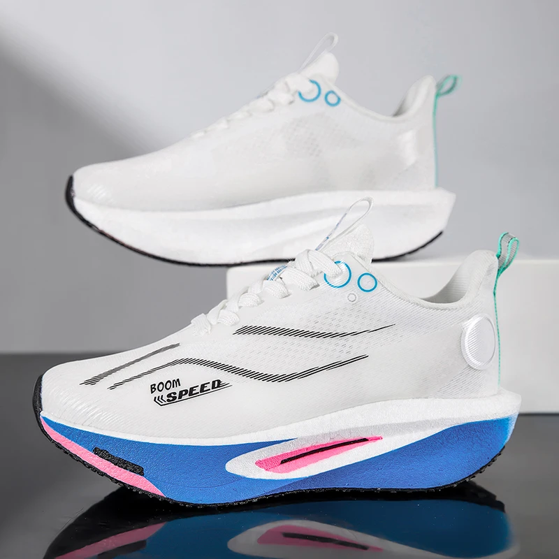 Zapatillas para correr con tabla de carbono Unisex, zapatillas profesionales para maratón, ligeras, con almohadilla que rebota, transpirables, con soporte estable para mujer