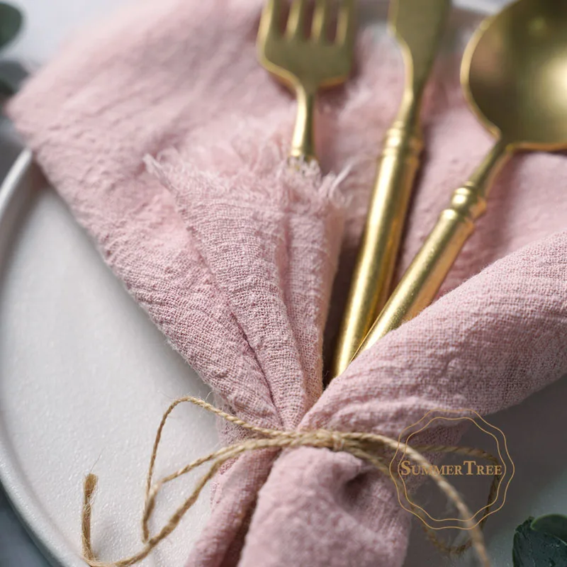 Servilletas de algodón de 41x41cm, 12 Uds., gasa Retro, toalla de cocina rústica, tapete para comedor, servilleta de lino para fiesta de boda, decoración de mesa